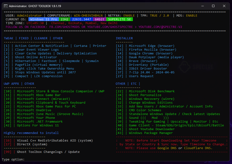 Ghost Spectre Toolbox