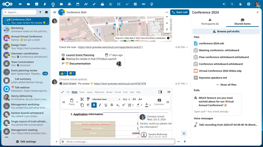 Modifica documenti inline con Nextcloud Talk