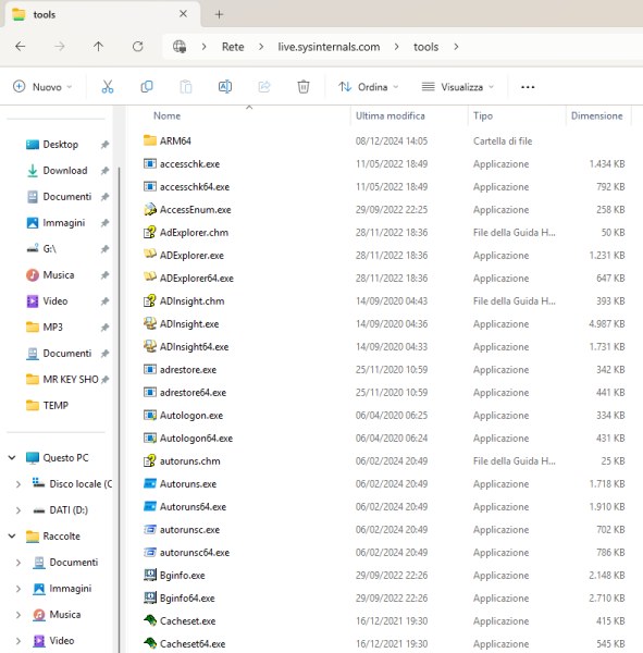 Eseguire programmi Sysinternals da Esplora file in Windows