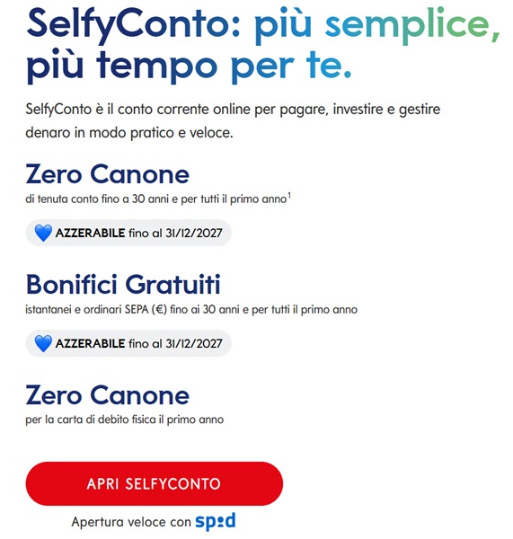 selfyconto apri conto online