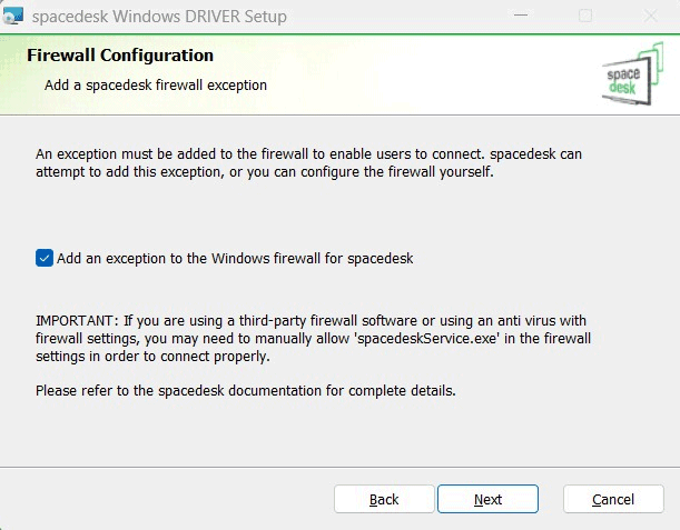 Spacedesk Windows Firewall