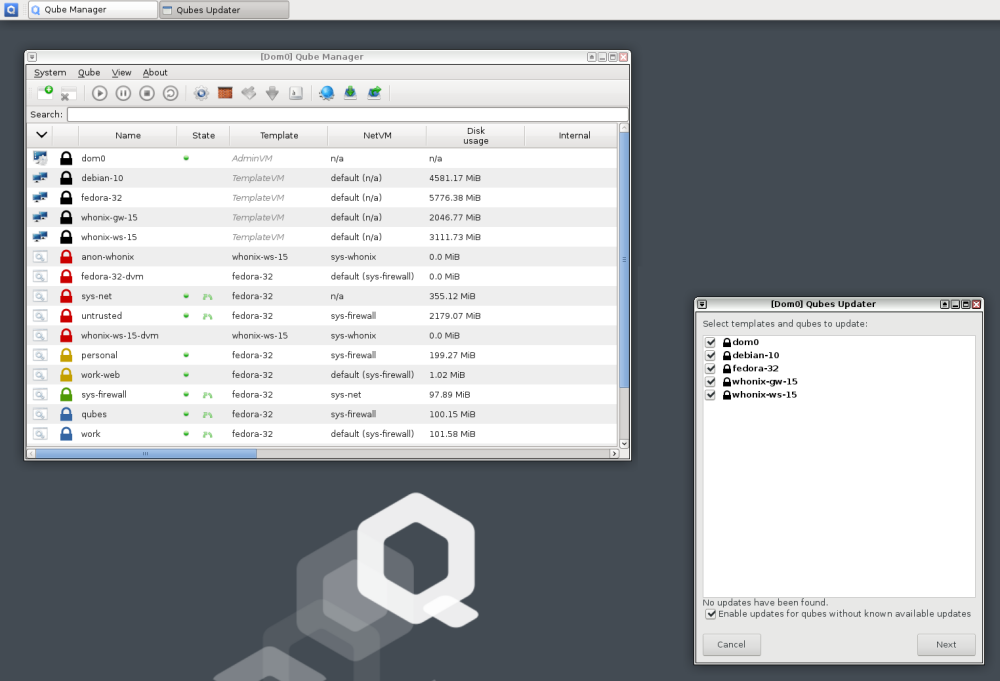 Aggiornamento Qubes