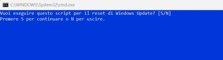 Avvio script reset Windows Update