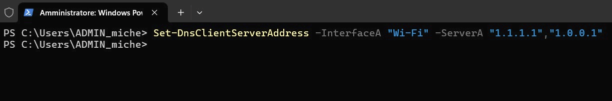 Cambiare DNS in Windows 10 con PowerShell