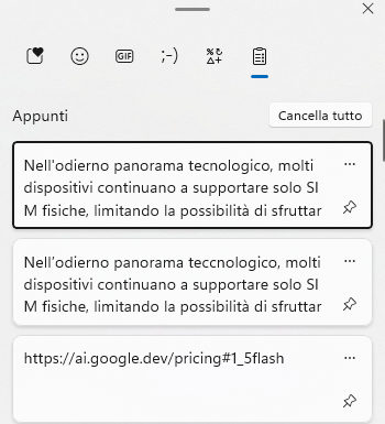 Cronologia appunti Windows AI