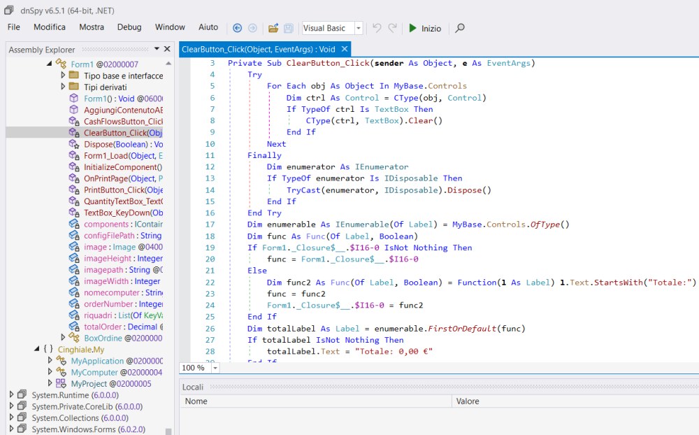 Codice sorgente .NET con dnSpyEx