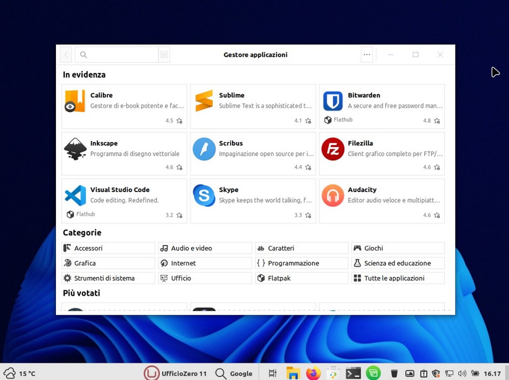 Gestore applicazioni Ufficio Zero Linux