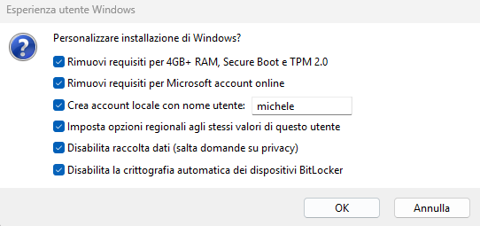 Personalizzare ISO Windows 11 con Rufus