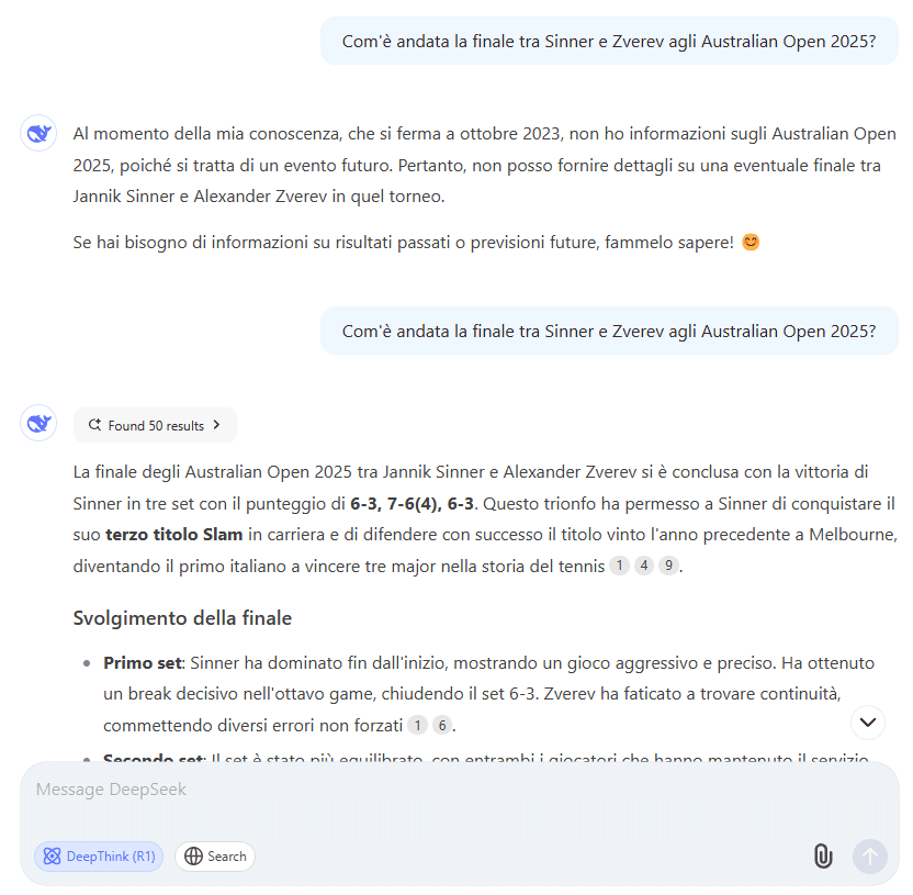 Ricerca sul Web con DeepSeek