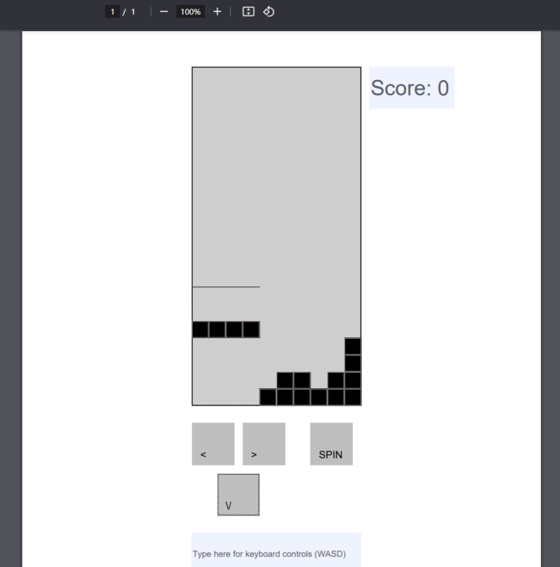 Tetris in un documento PDF