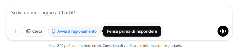 Pulsante Avvia il ragionamento ChatGPT Free