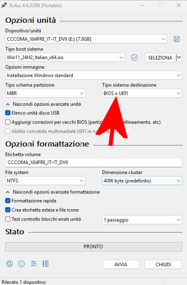 Creare una chiavetta USB universale per BIOS legacy e UEFI