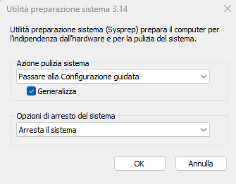 Configurazione Sysprep su Windows 11