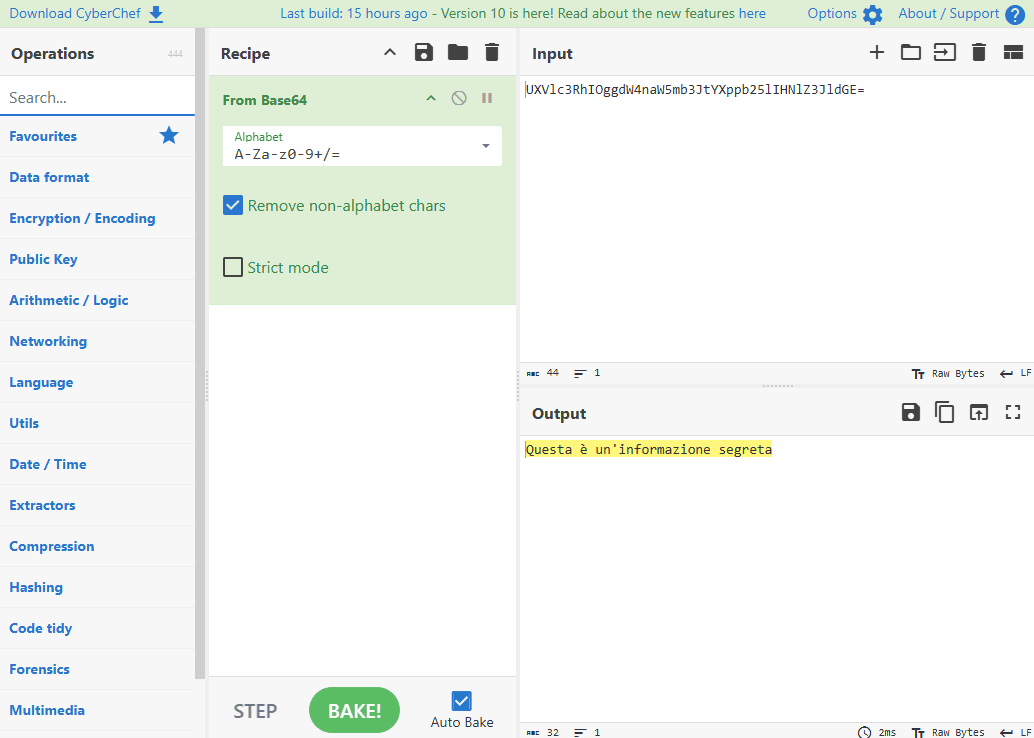 CyberChef conversione stringhe