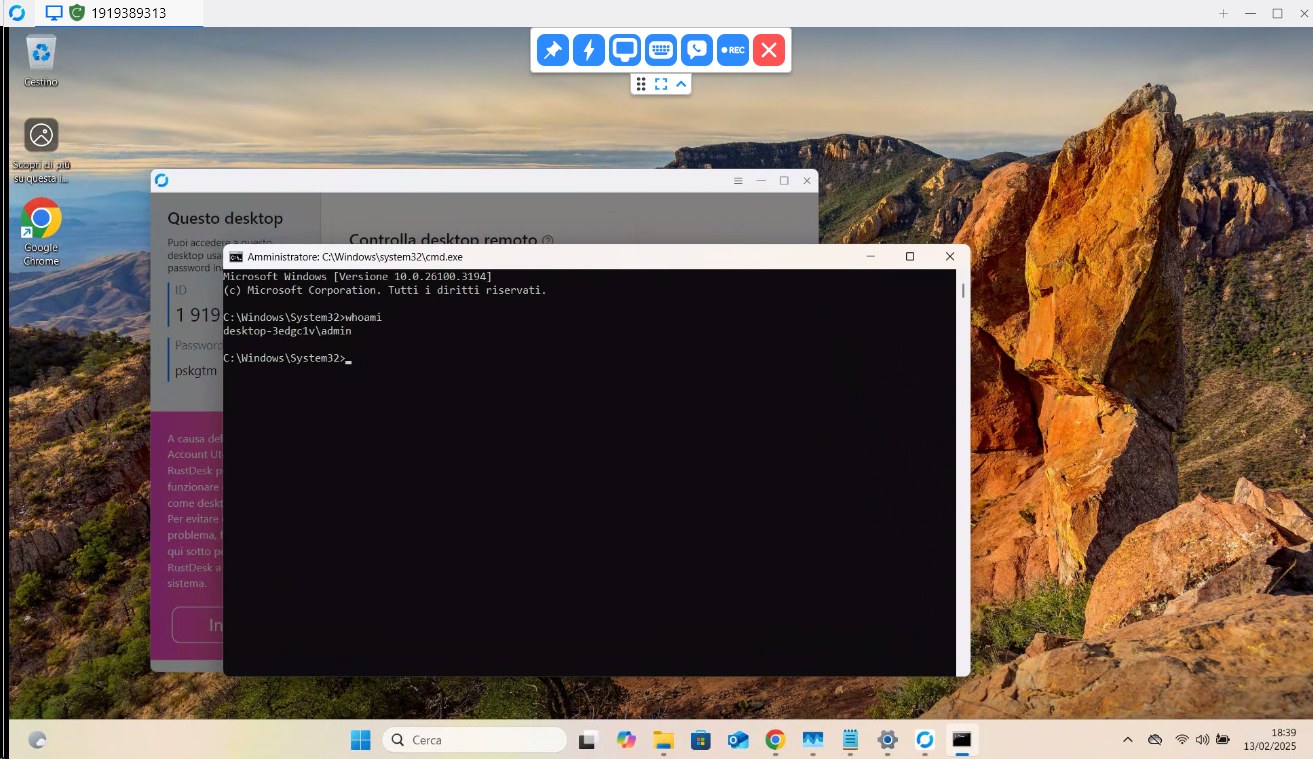 Controllo remoto e privilegi amministratore con RustDesk