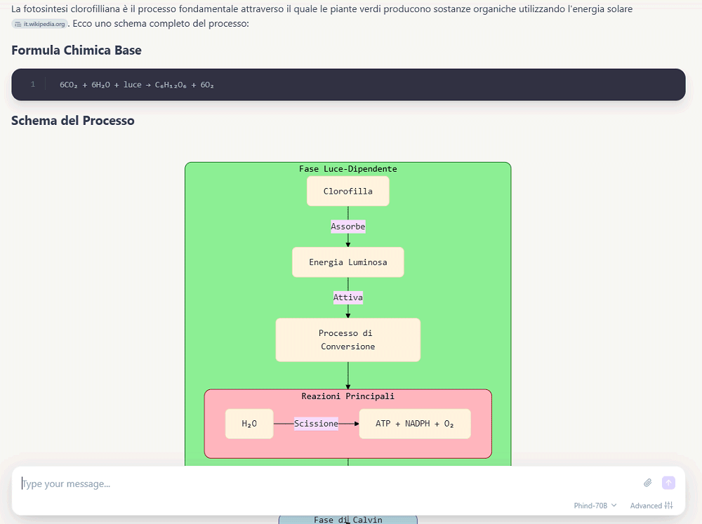 Esempio Phind fotosintesi