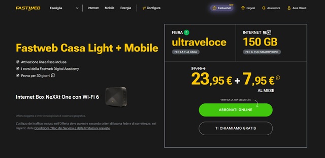 fastweb offerta fibra e mobile