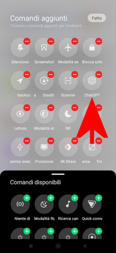 Icona ChatGPT Android in impostazioni rapide