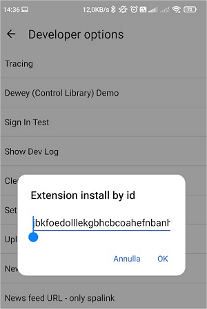 Installazione estensione Android con ID