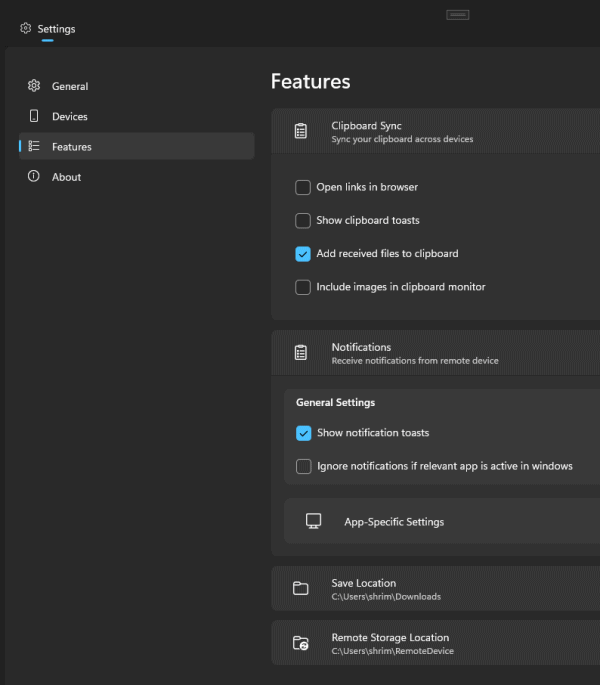 Interfaccia Sefirah alternativa Collegamento telefono KDE Connect