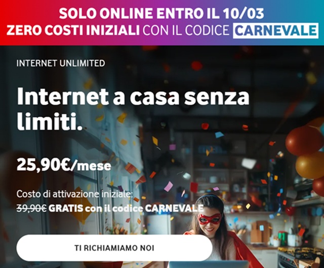 internet a casa senza limiti offerta vodafone