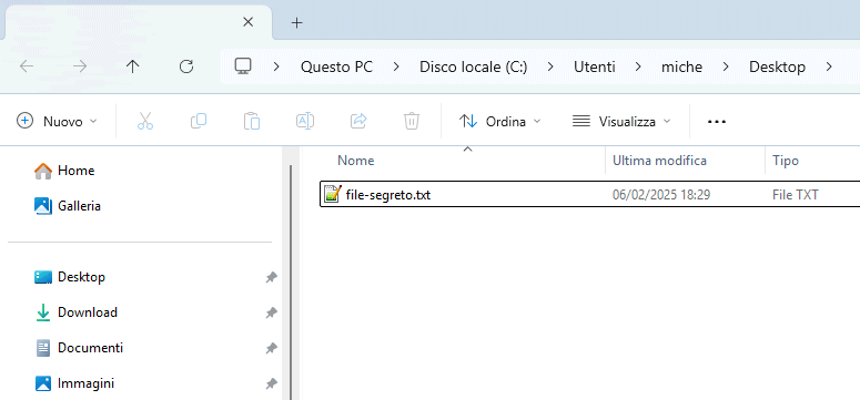 Nascondere file in Windows