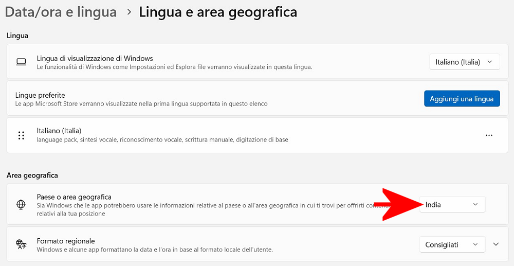 Impostazioni regionali per Office Microsoft 365 gratuito