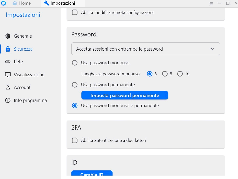 Password permanente RustDesk accesso remoto