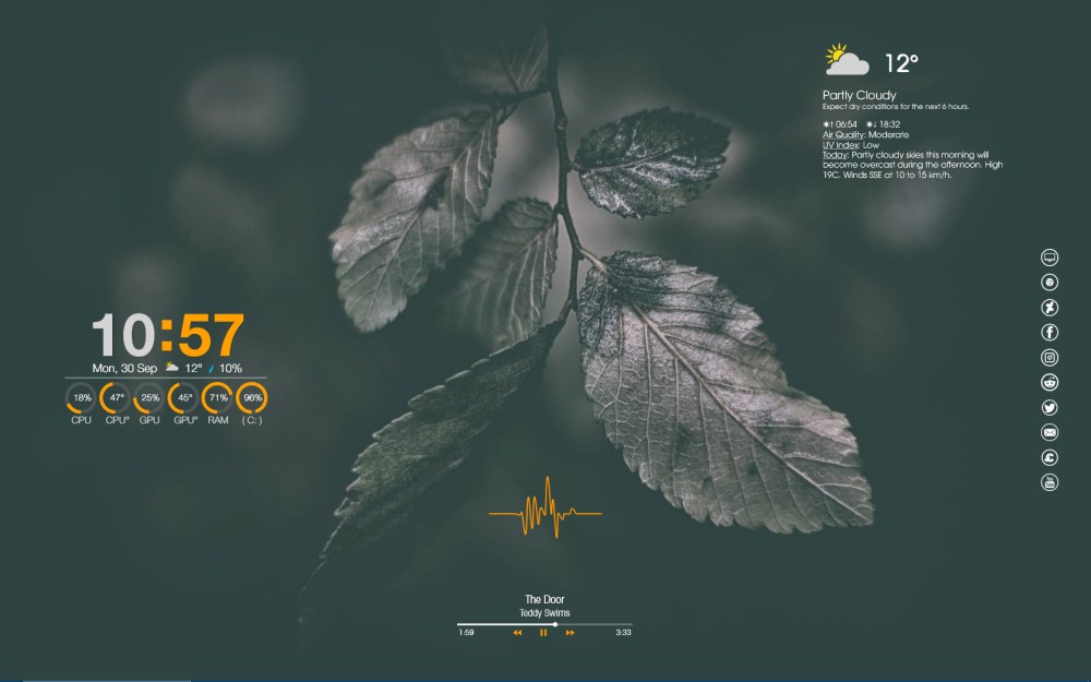 Rainmeter skin installata