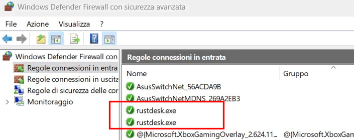 Regole firewall RustDesk