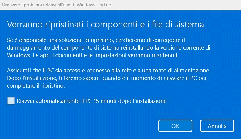 Funzione per ripristinare Windows 11 senza perdere dati e programmi