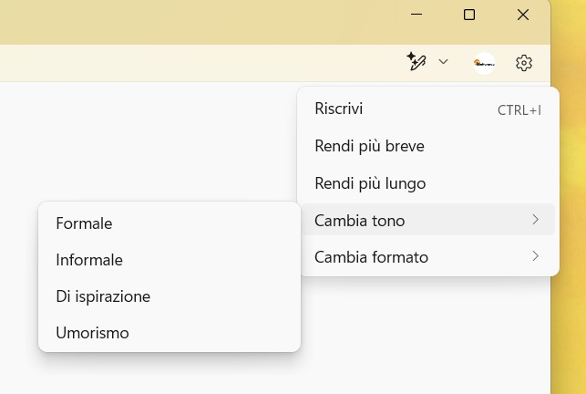 AI Rewrite Blocco Note Windows 11