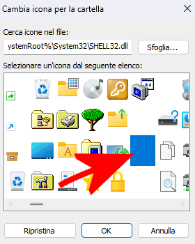 Selezione icona trasparente cartella Windows