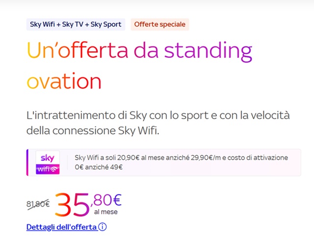 sky offerta standing ovation