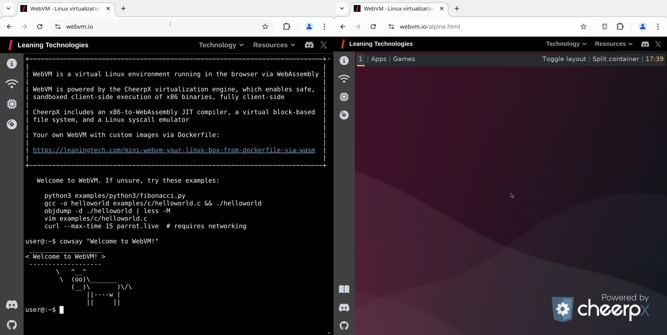 WebVM: Linux in esecuzione nel browser