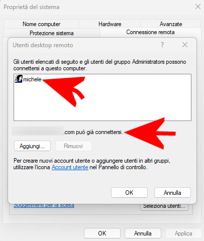 Account utente autorizzati Desktop remoto