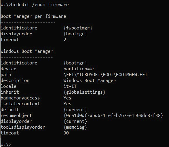 BCDEdit e configurazione boot Windows