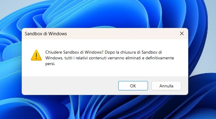 Chiusura Windows Sandbox