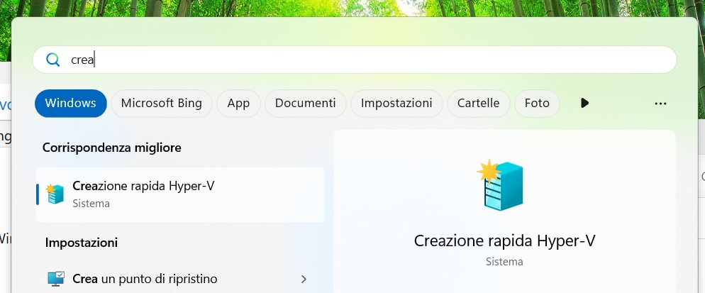 Creazione rapida Hyper-V