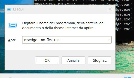 Domande primo avvio Edge