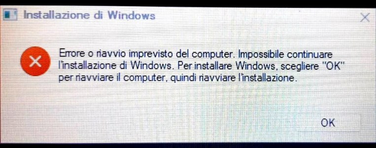 Errore o riavvio imprevisto computer Windows