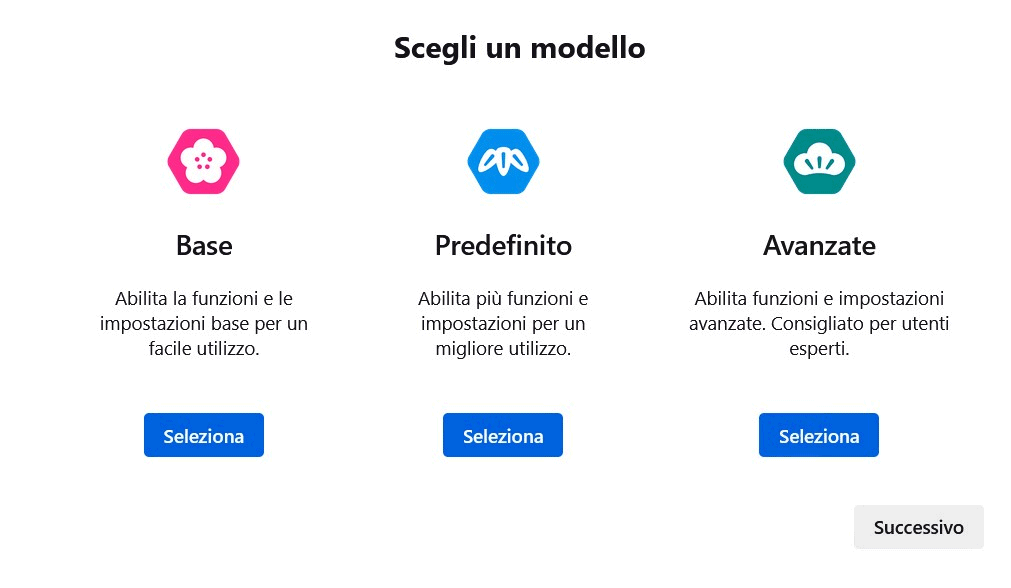 Scelta modello browser Floorp