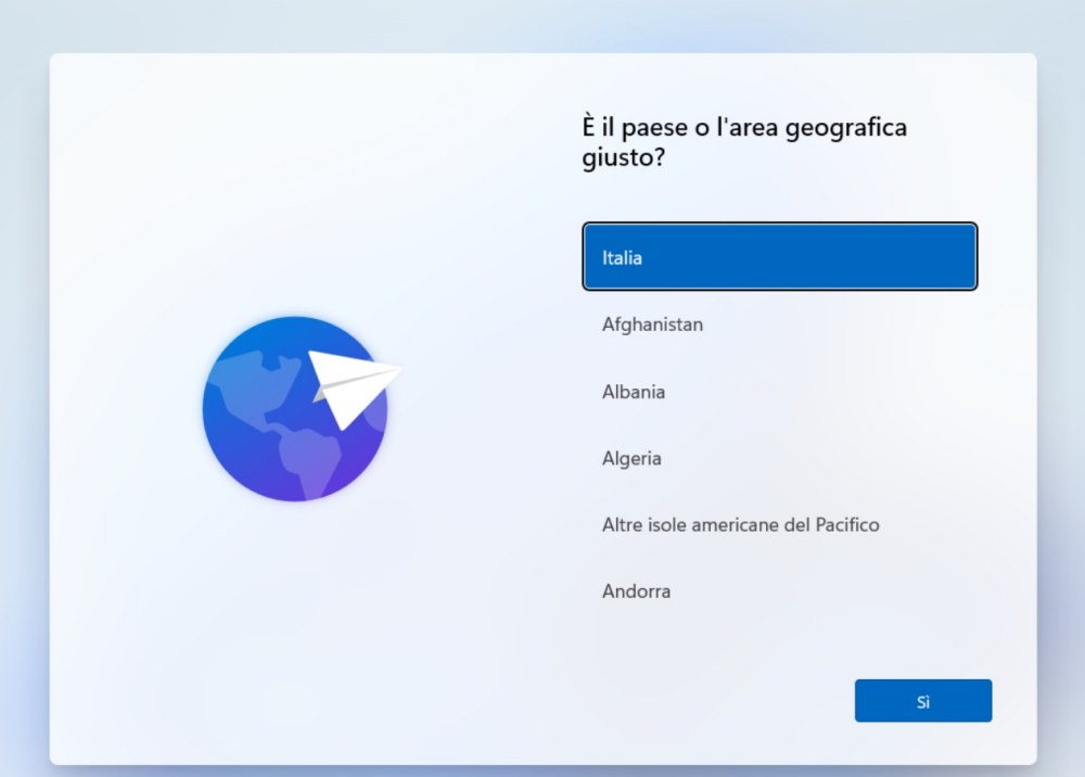 Impostazione area geografica Windows 11