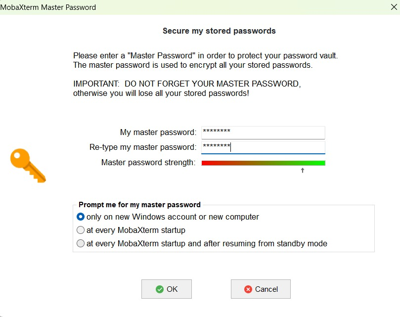 Portachiavi MobaXterm, master password