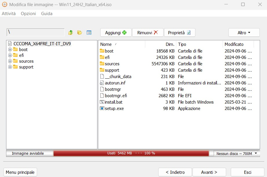 Modifica file ISO Windows 11