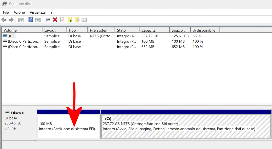 Partizione EFI Windows