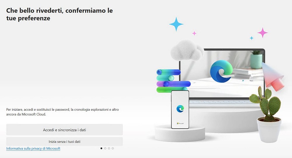 Configurazione Edge primo avvio browser