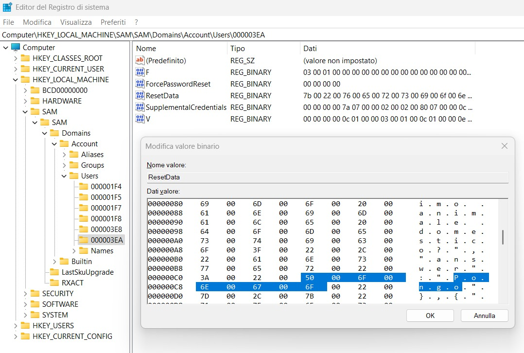 Risposte domande sicurezza Windows