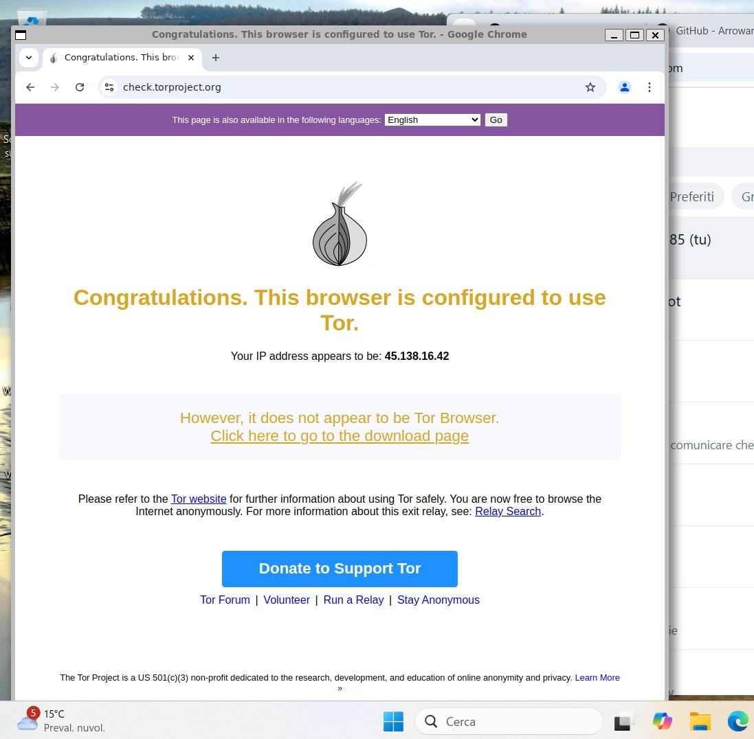 Chrome su Tor con WSL 2 e Ubuntu Linux