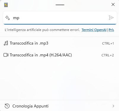 Transcodifica audio e video con i PowerToys